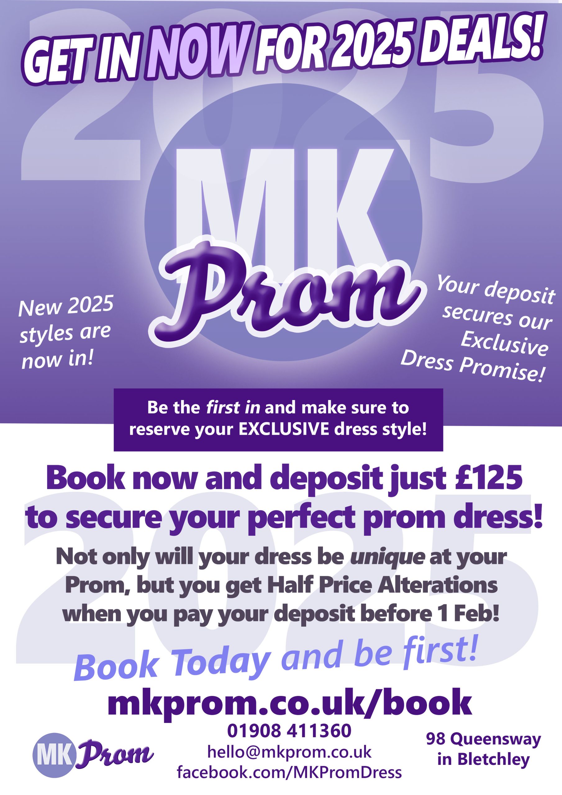 Be the first to secure the perfect dress with our £125 Deposit Offer!