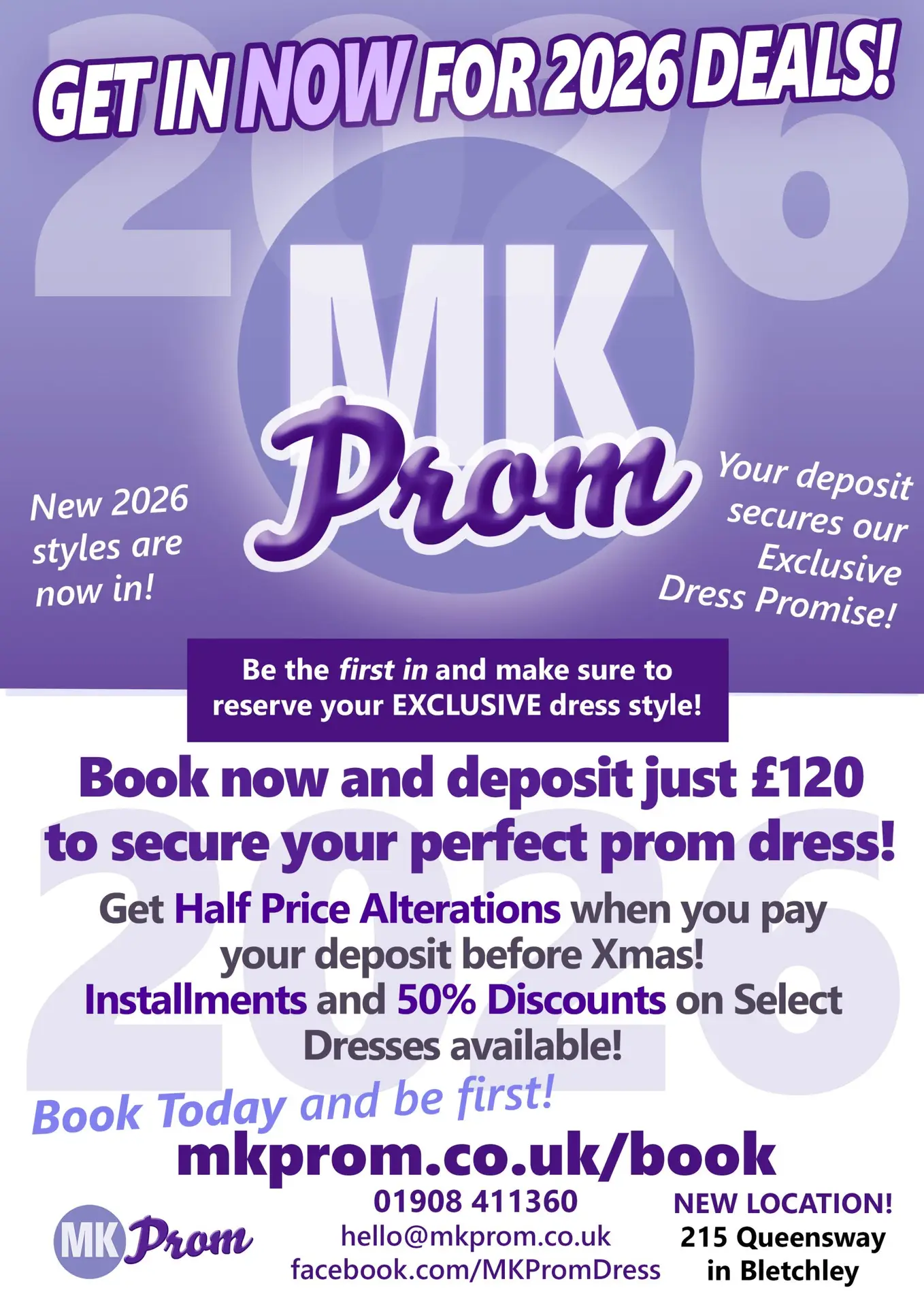 Get in NOW for our special deposit offer -- limited time only. Secure your EXCLUSIVE DRESS GUARANTEE!
