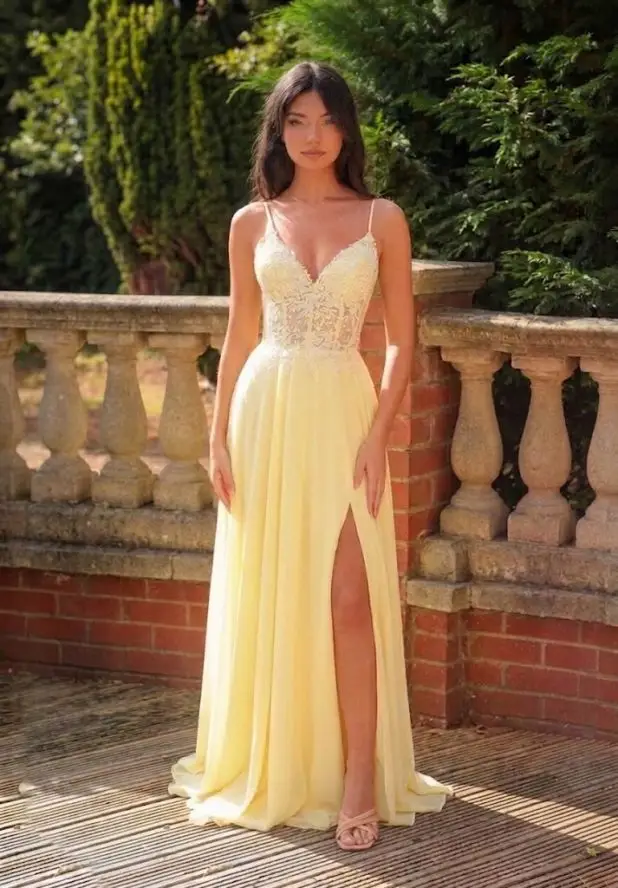 Anastasia — A-line Prom Dress — Pale Yellow