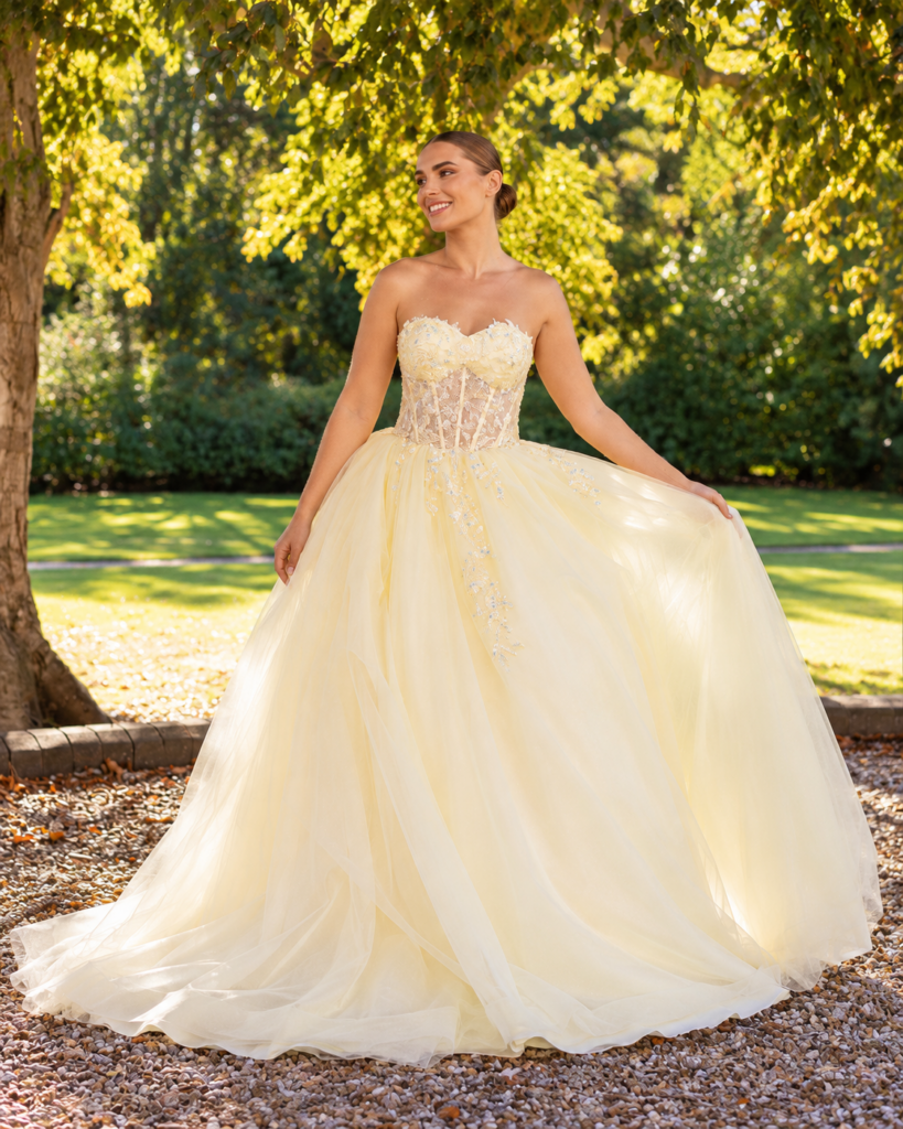Rori — Ballgown Prom Dress — Pale Butter Yellow