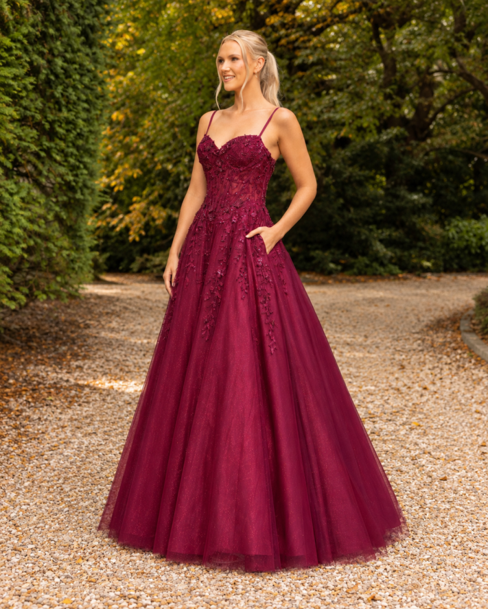Emily — A-line Prom Dress — Burgundy